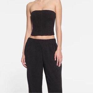 Black Strapless fleece corset Top